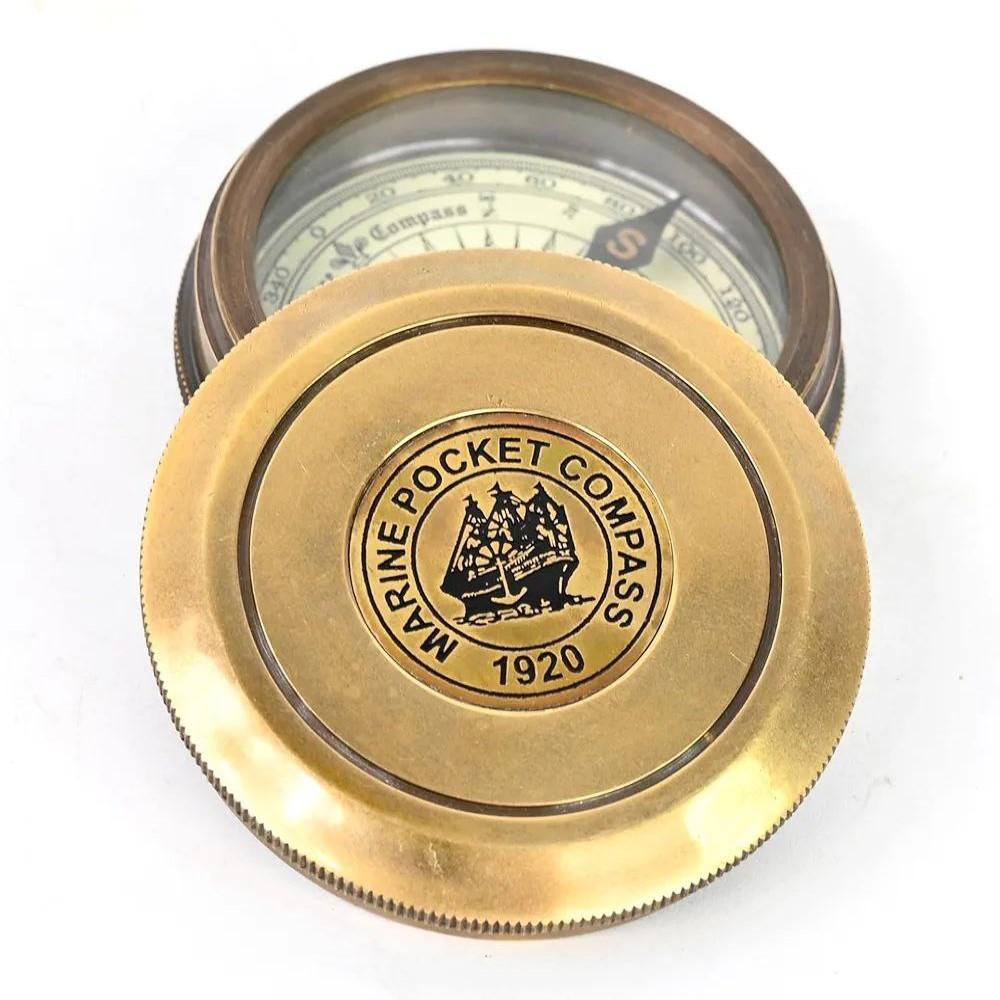 Handmade Brass Sundial Compass with Engraved Poem – Antique Vintage Maritime Collectible (7.62 Cm)