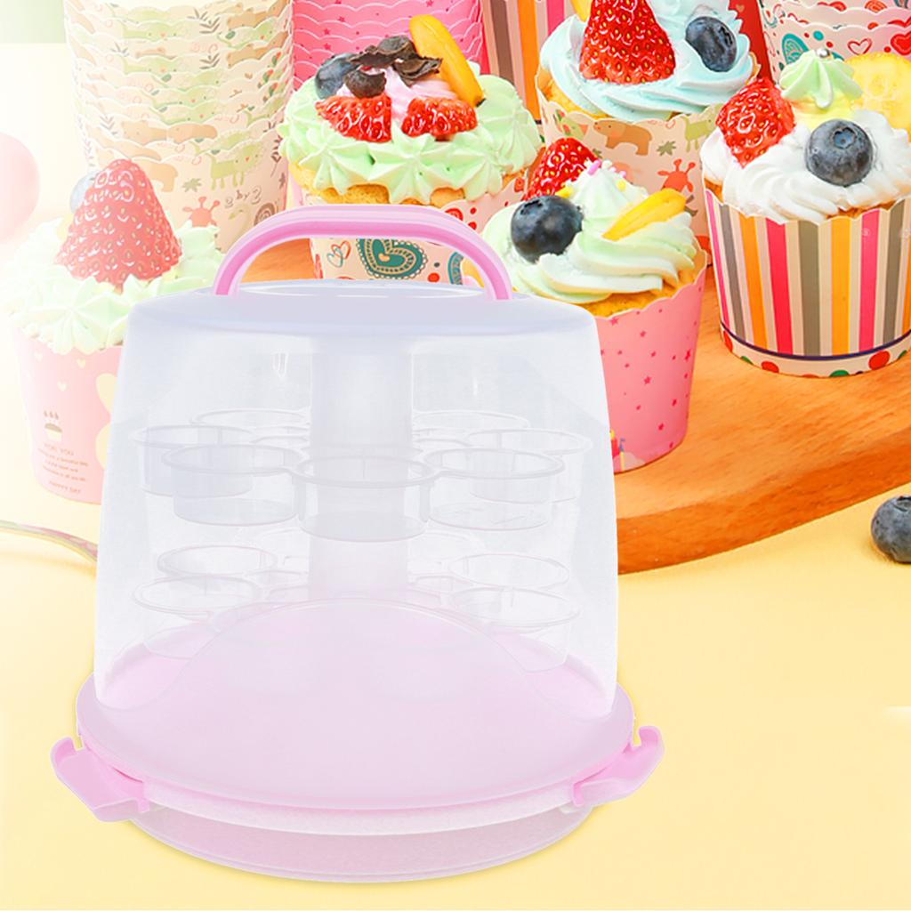 3 Tier 24 Portable Cupcake Container Cake Carrier Stand with Locking Lid & Handle Muffin Holder For Dome Box Pie Cookies