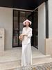 5werkwe Women's White Linen Long Sleeve Casual Shirt Set - Versatile Autumn Style