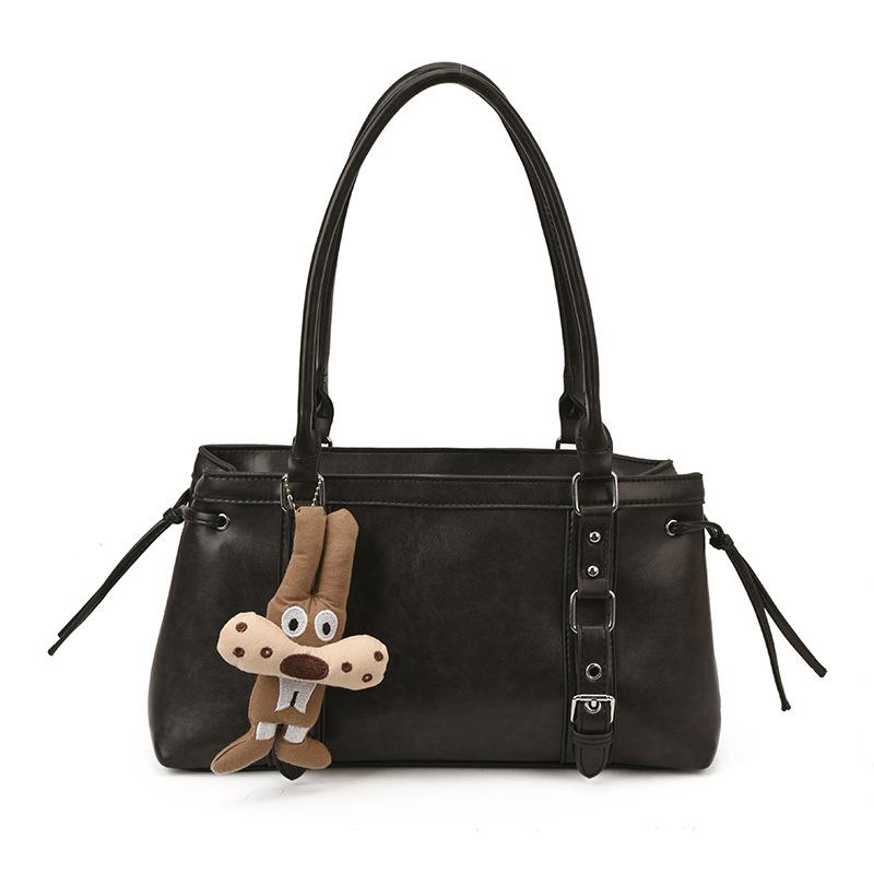 

2025 autumn and winter new large-capacity tote bag women s retro handbag commuter shoulder bag commuter armpit bag no pendant чёрный