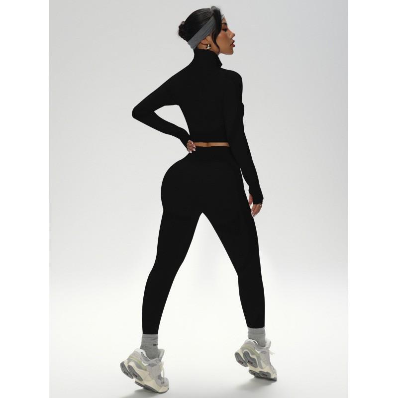 JYL Seamless Quick Dry Long Sleeve Pants Plus Size Yoga Set