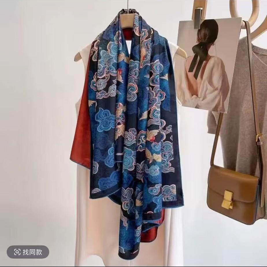 Fragrant Cloud Yarn Spring And Autumn Silk Scarf 140 * 140 Square Scarf Fashionable, Versatile Hangzhou Scarf Printed Scarf Shawl