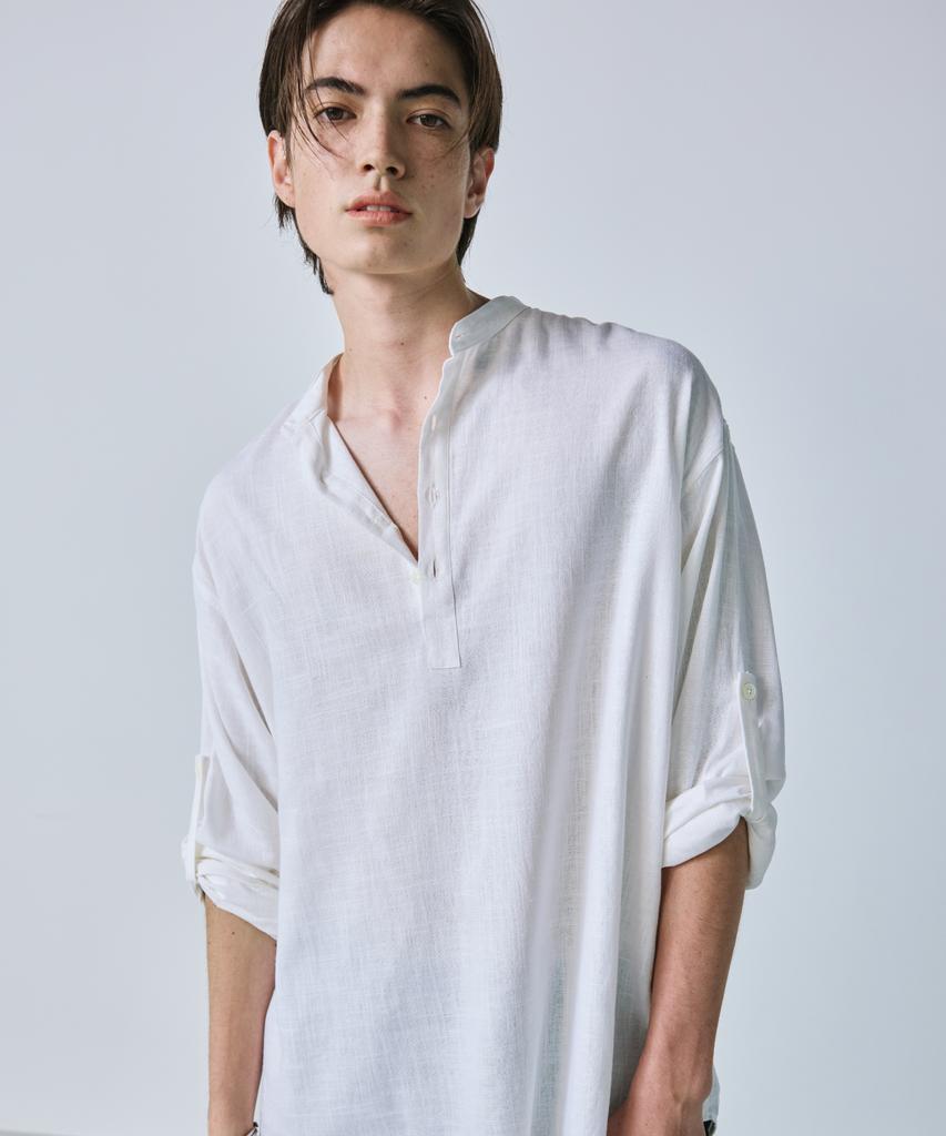 SSY Linen Concho Roll-Up Shirt White