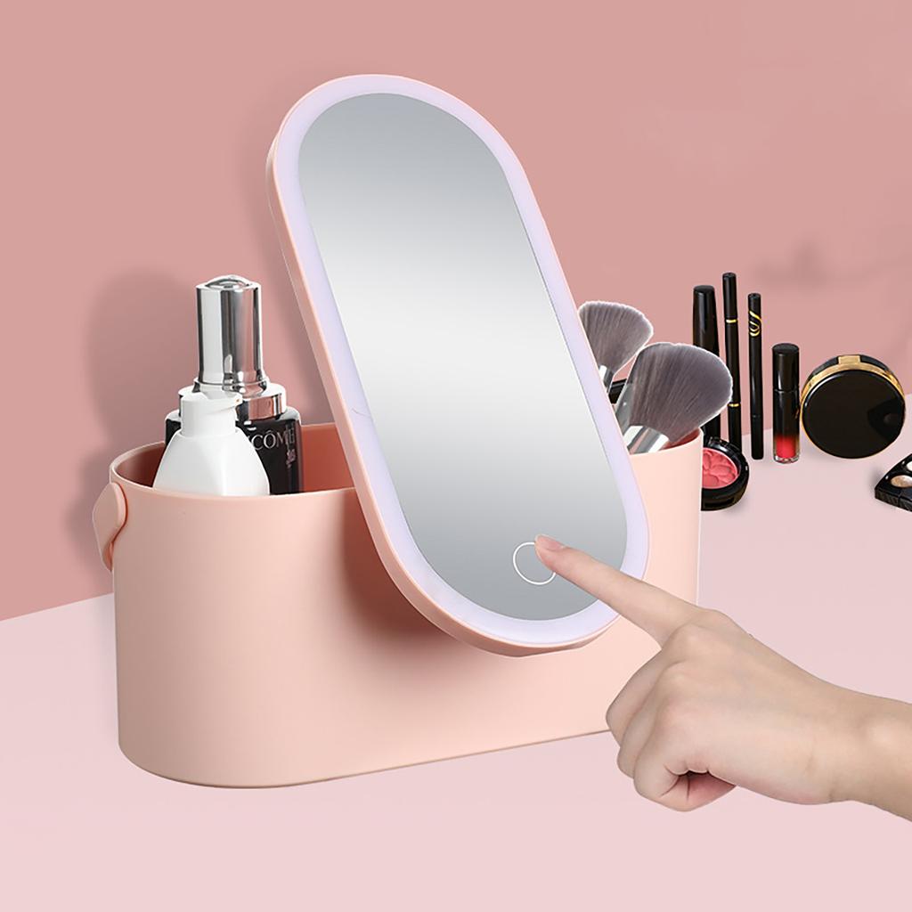 Portable Makeup Box with Light Up Mirror Waterproof Cosmetic Storage Box Travel Makeup Case for Women and Girls