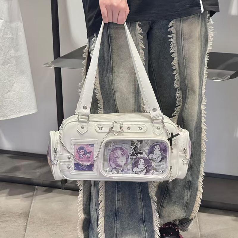 Kawaii Transparent Ita Bag Large Capacity Crossbody Bag For Show Anime Pins Chain Design Casual Daily Shoulder Bag For Students