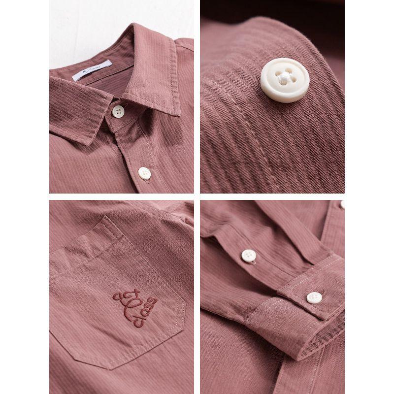 TW Spring and Autumn Long Sleeve Shirts Men's Loose Casual Japan Fashion Artistic Embroidery Top Outerwear 100% Cotton New