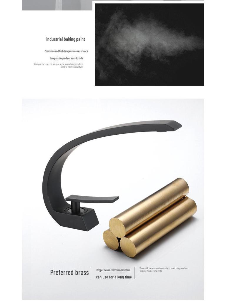 Robinet de lavabo de salle de bain en laiton canon de fusil avec robinet chaud et froid pour lavabos et plans de travail.