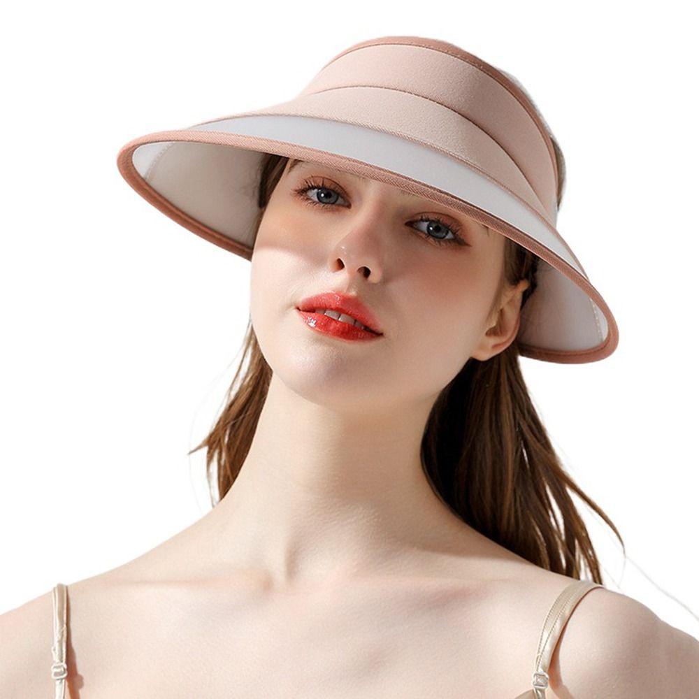 

Hat Cycilng Beach UV Protection For Women Wide Brim Foldable Sun Hat Women Cap Empty Top Hat синий