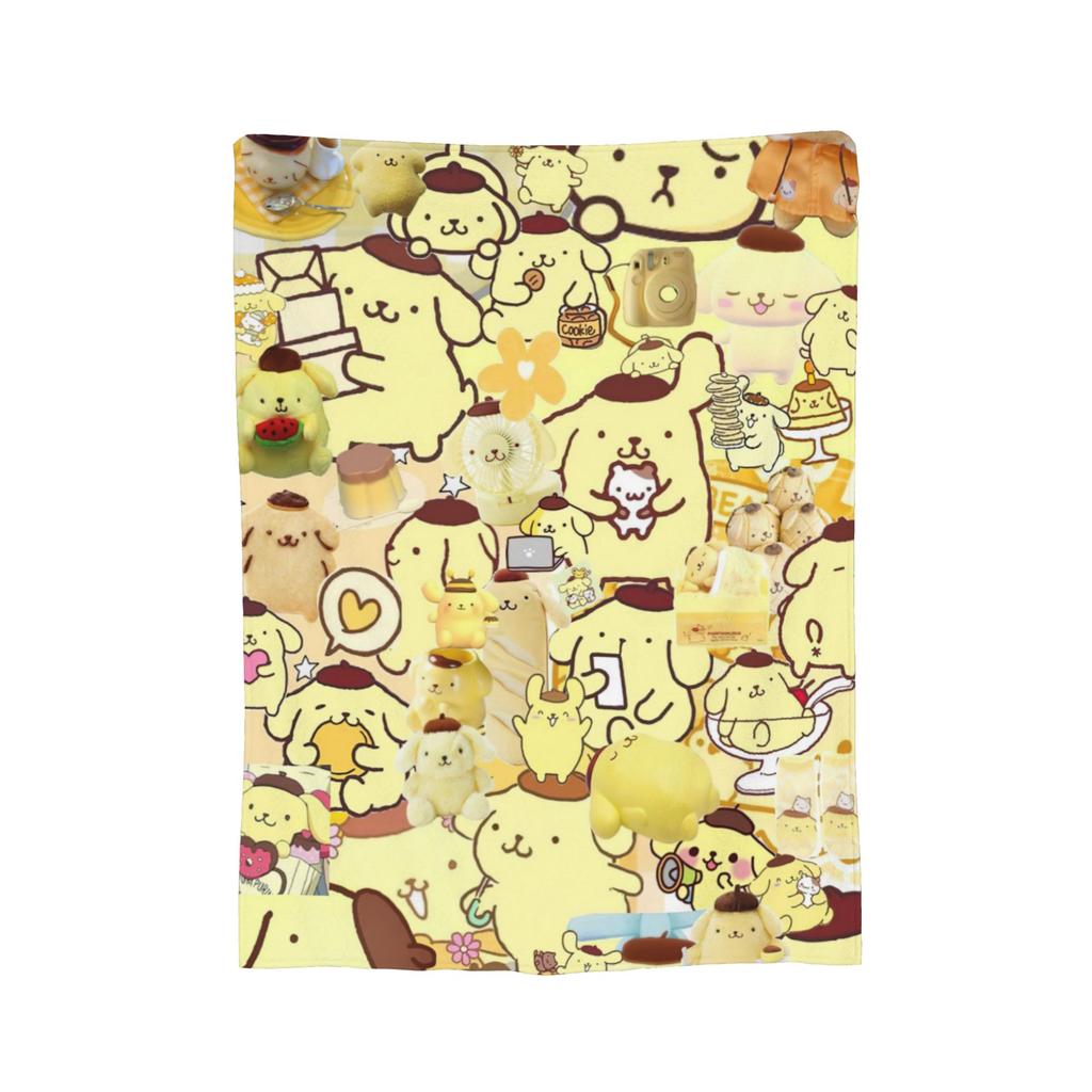 Cartoon Pom Pom Purin Plüschdecke Lustige Überwurfdecke für Zuhause Hotel Sofa 150*125cm Steppdecke,