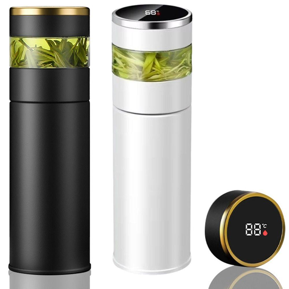 LED Temperature Display Insulated Cup 450ML Capacity Stainless Steel Tea Infuser Bottle Tea Water Separation Leak-Proof