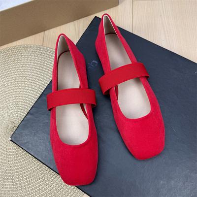 Chaussures plates de mode pour femmes Rétro Bout carré Bouche peu profonde Nouvelles chaussures d'été Ballerines Mary Jane Grande taille Chaussures décontractées pour femmes 42 43