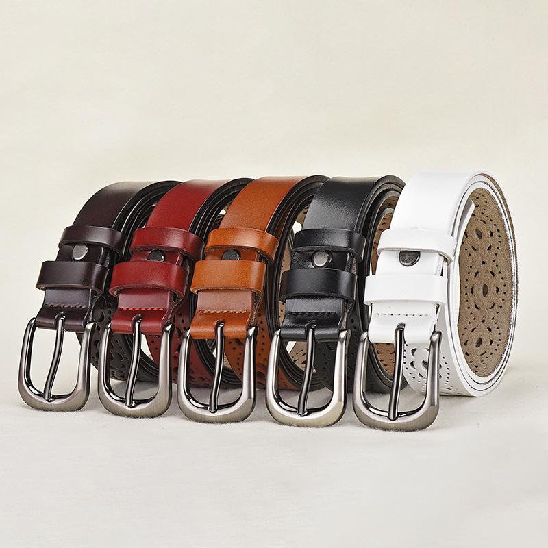 Womens Belt Genuine Vintage Leather With Alloy Pin Buckle Versatile Decorative Waist Accessory