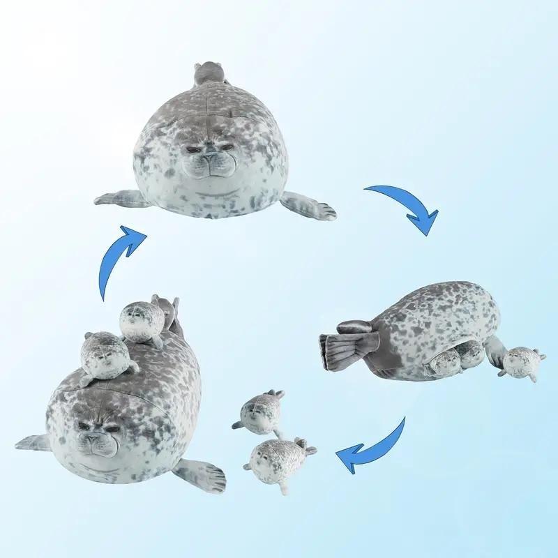 1PC 40cm Mother and Son Seal  Plush Toy Seal Zipper Toy for Boys and Girls Christmas Halloween Gifts