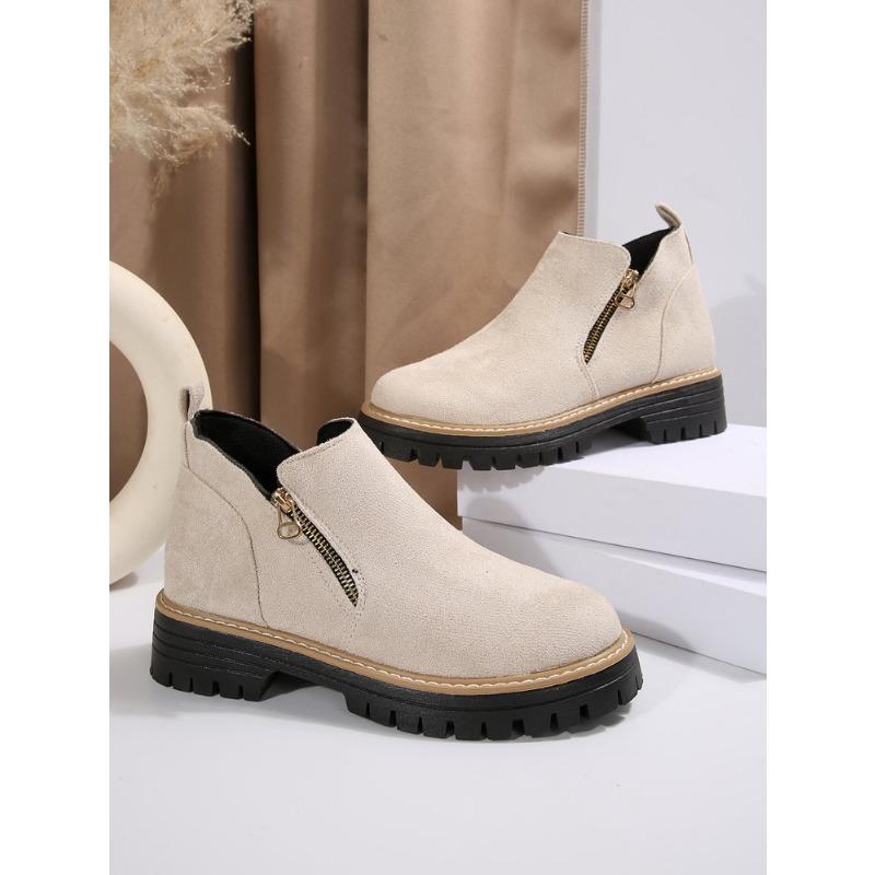 Autumn New Retro Design Casual Zipper Short Boots for Women Comfortable Versatile Non Slip Fashion Thick Soled Ankle Boots