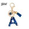 Keychain Charm Blue Series Pendant Initial Letter Key Chain with Eyes Pendant Tassel