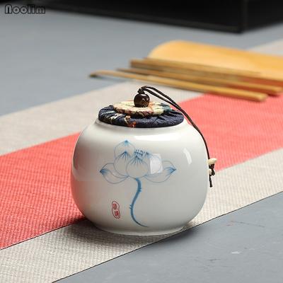 Hand Painted Ceramic Sealed Can Mini Portable Travel Storage Tank Tea Caddy Kitchen Spice Jar Food Container