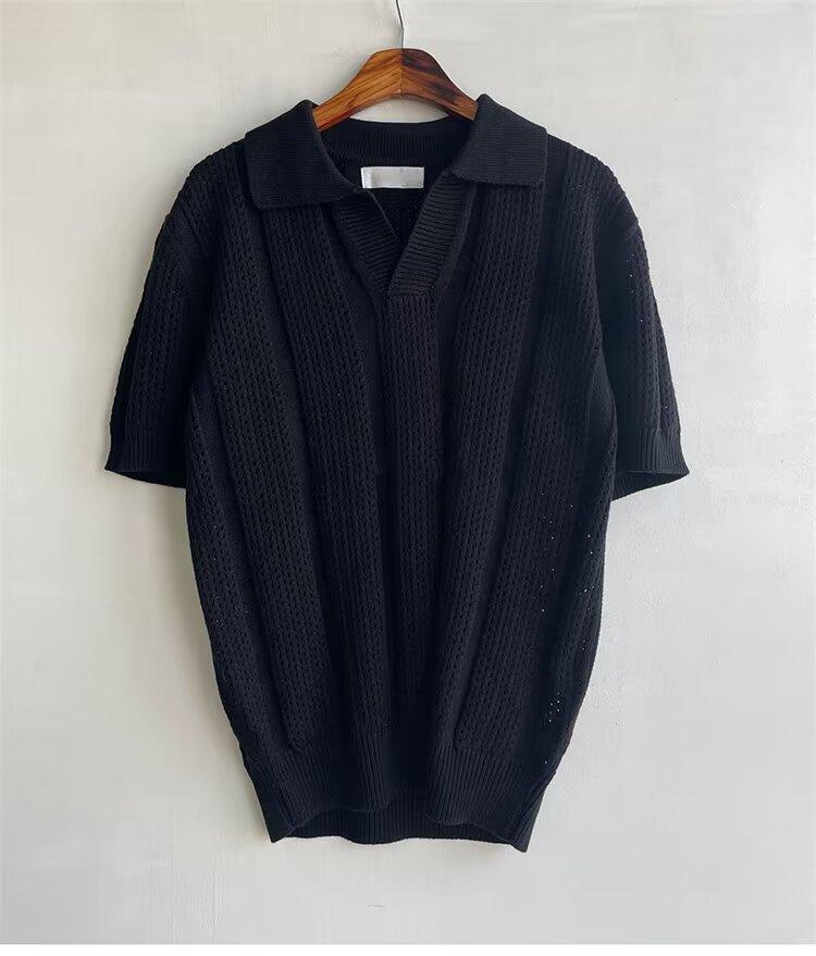 

Мужское летнее трикотажное поло - Приталенная футболка с коротким рукавом из ледяного шелка M синий