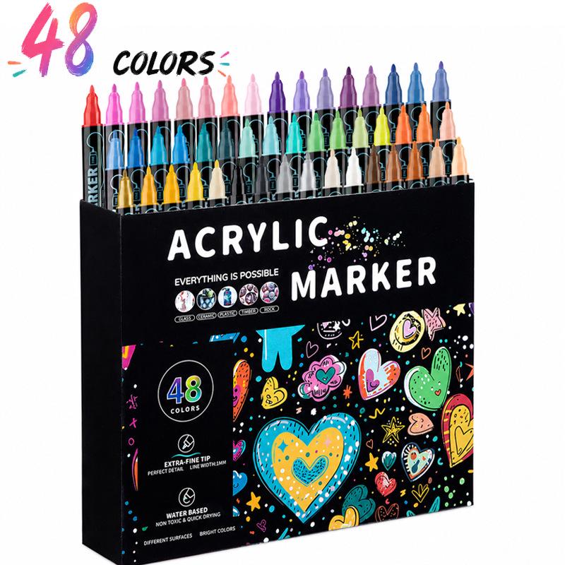 Double-Ended Acrylic Marker Pens for Kids – Quick-Drying, Non-Fading, Vibrant Colors