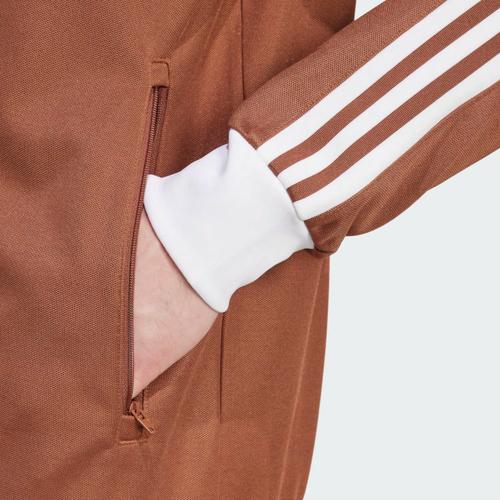 adidas Originals striped long-sleeve retro sports jacket for men, brown