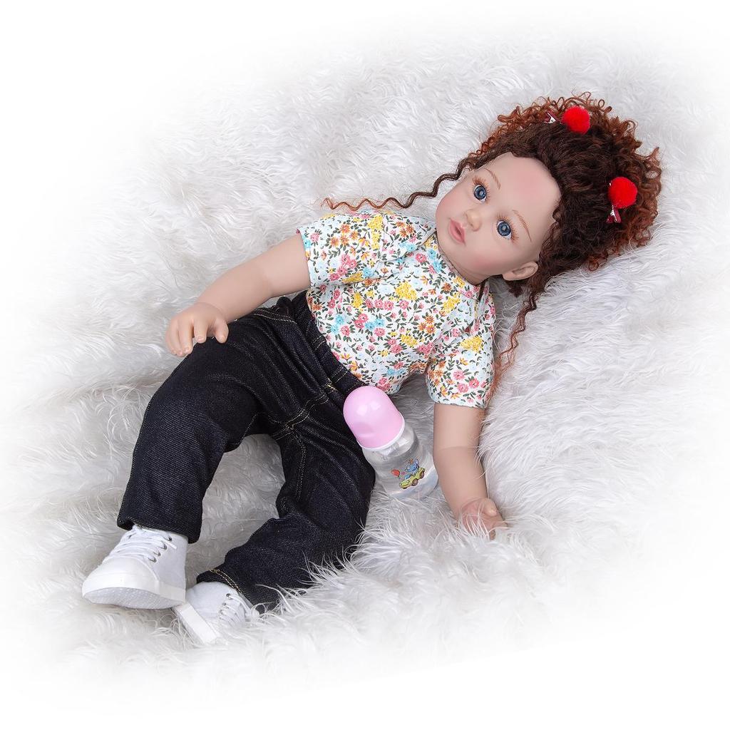 24 inç Yeniden Doğmuş Bebekler Bebek Bezi Vücut Moda Iyi Görünümlü Yenidoğan Bebek Dolması Kız Bebek Oyuncak Çocuklar Için Doğum Günü Hediyeleri