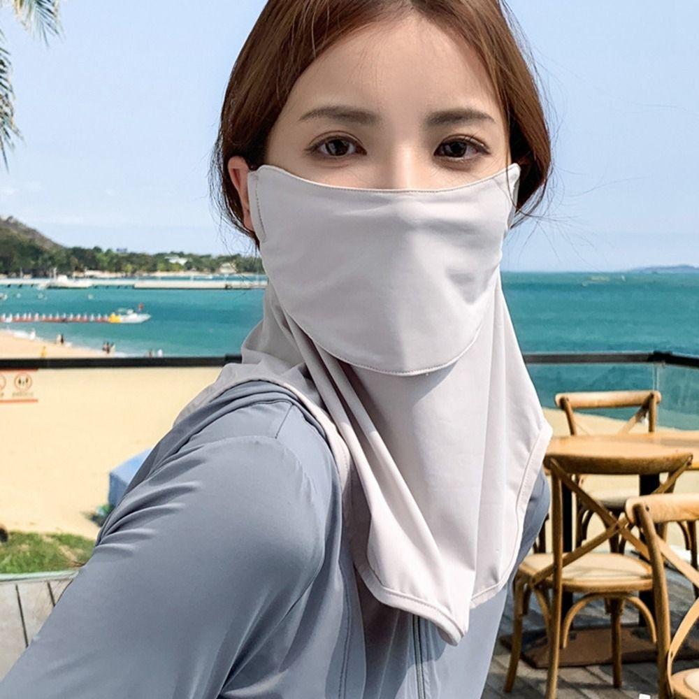 Summer Face Scarves Face Cover Solid Color Neck Wrap Cover Breathable Sunscreen Face Scarf  Fishing