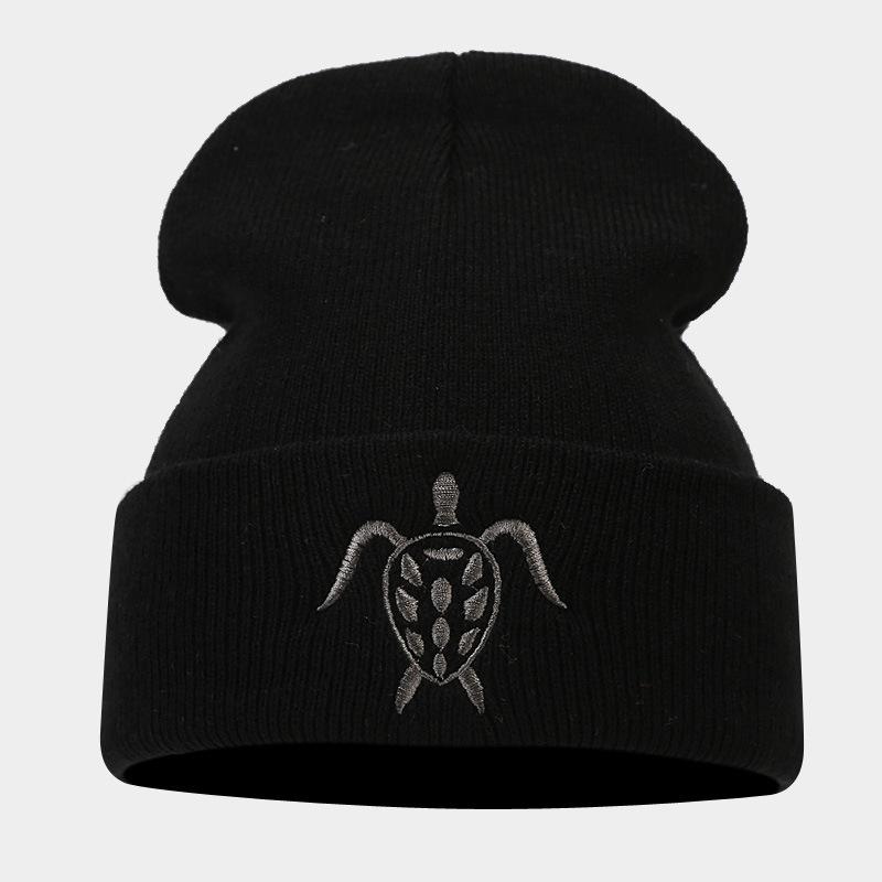 

Новая шапка-бини с черепахой, мужская и женская, повседневная, универсальная, вязаная шапка с вышивкой, осенне-зимняя, уличная теплая шерстяная шапка Adjustable