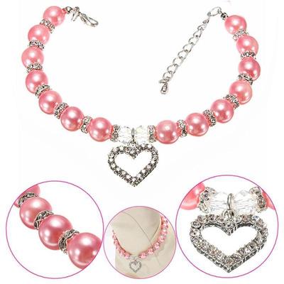 Fashion Pet Puppy Dog Cat Piggy Pearl Necklace Pet Accessories Love PendantPets Dogs Cats Collar