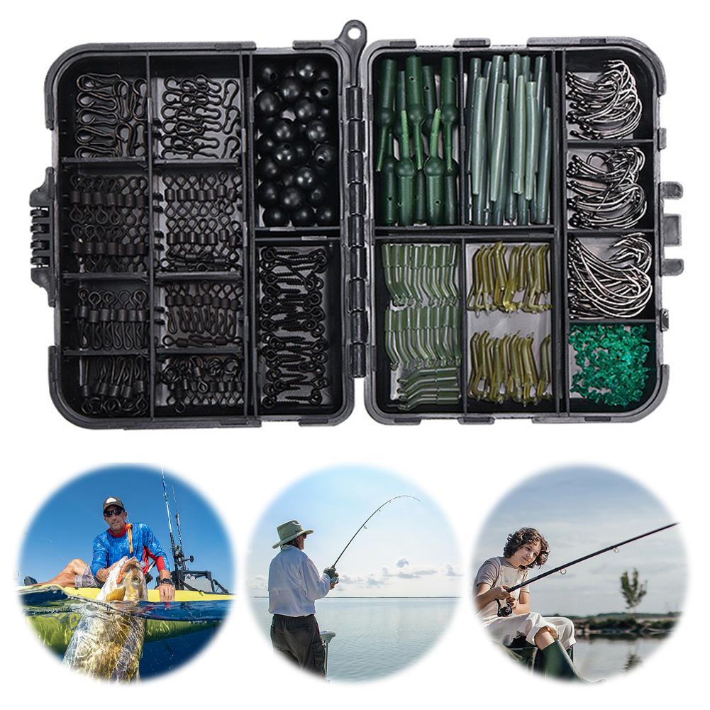 421pcs Carp Fishing Accessories Including Fishing Hooks Clips Swivels Tail Sleeves Carp Fishing Accessories Set Fishing Tools