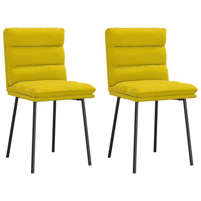 VidaXL Dining Chairs Set of 2 Yellow Velvet, Chair, Living Room Chair, Accent Chair, Kitchen Chair, Dining Room Seat 4101289