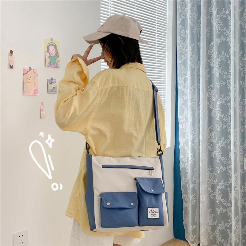 Magazine appendix bag, one shoulder double pocket, portable canvas, multi-pocket bag, crossbody, large capacity tote bag, small bag when going out.