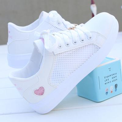 Fashion 2024 Summer Women's Shoes New Non-Slip Walking White Shoes Female Mesh Surface Hollowed Casual Mesh Surface Fashion Board Shoes
