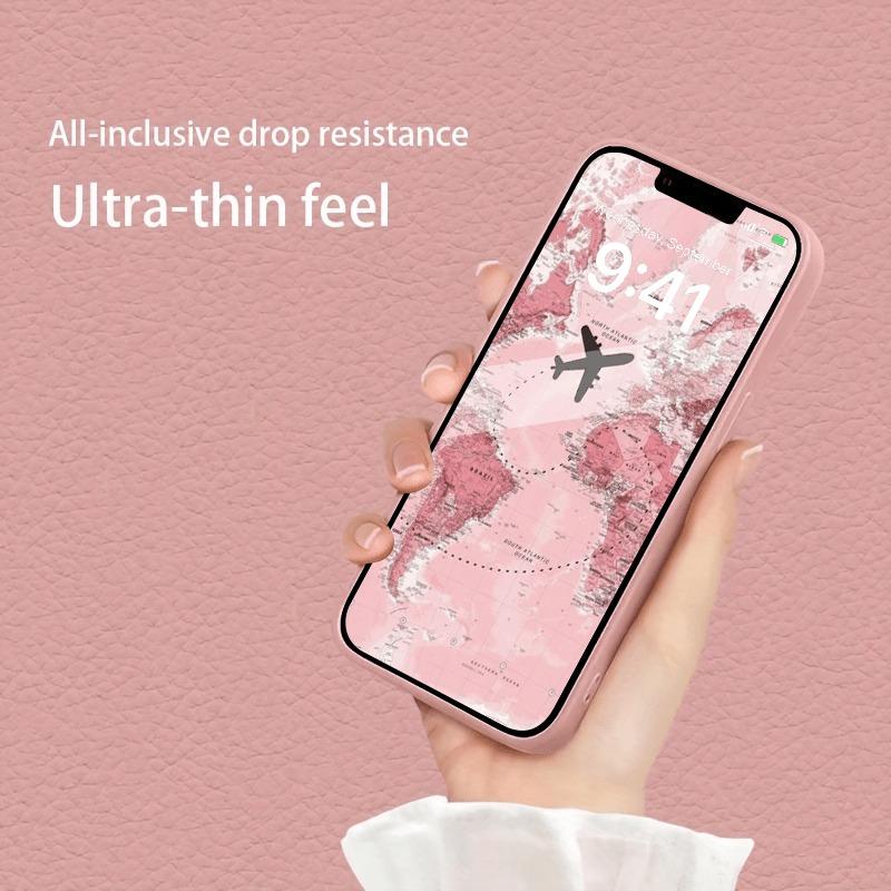 Simple Map Airplane Pattern Pink Metallic Paint Glass Phone Case For iPhone 17 16 15 14 13 12 11 Pro Max 15 Plus 17Air 16E Cover