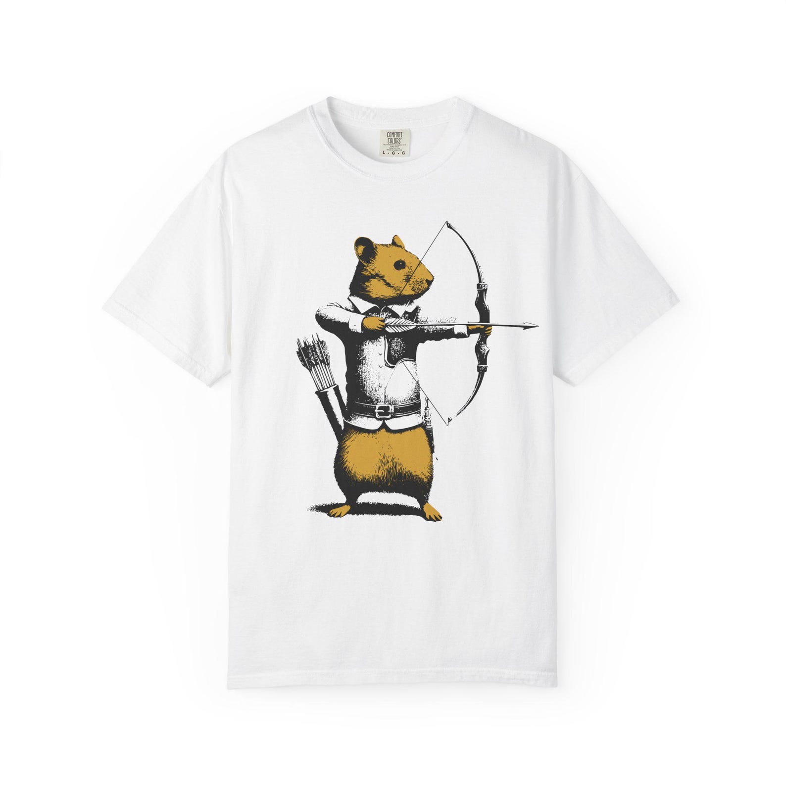 Archer Guinea Pig T-Shirt Vintage Robin Hood Style Bow and Arrow Medieval L