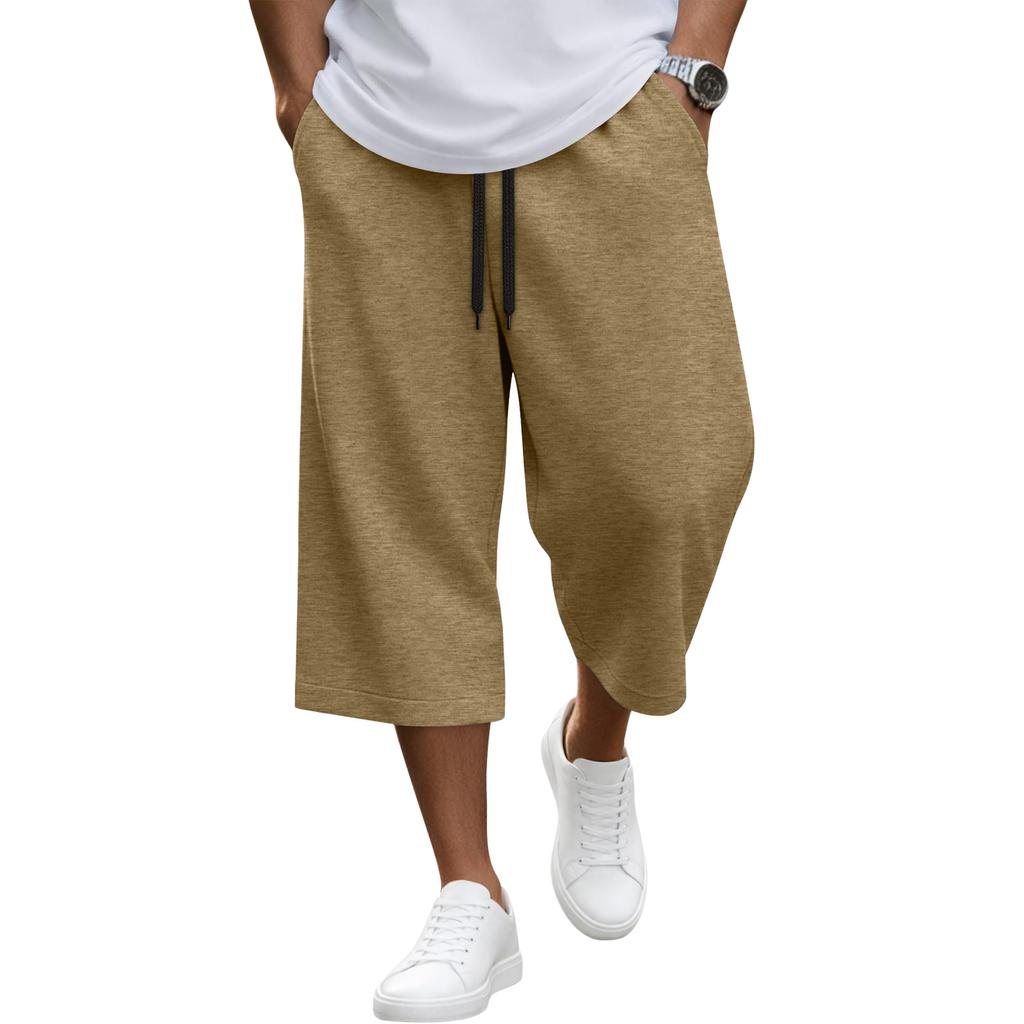 Men Drawstring Waist Casual Loose Fit Knee Length Shorts Lightweight Breathable Fabric Relaxed Style for Everyday Wear