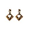 Silver Needle Rhombus Leopard Print Earrings - Retro Design Dangle Earrings, Light Luxury and Versatile