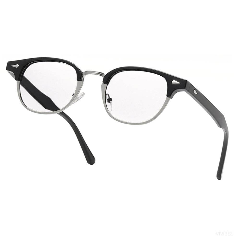 VIVIBEE Small Blue Light Blocking Glasses Men Semi Rimless Square Ray Filter Eyeglasses Vintage Women UV400 Computer Eyewear