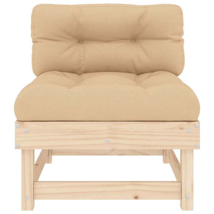 VidaXL Canapé central avec coussins bois de pin massif, canapé de jardin, siège de jardin, siège d'extérieur, canapé 825429