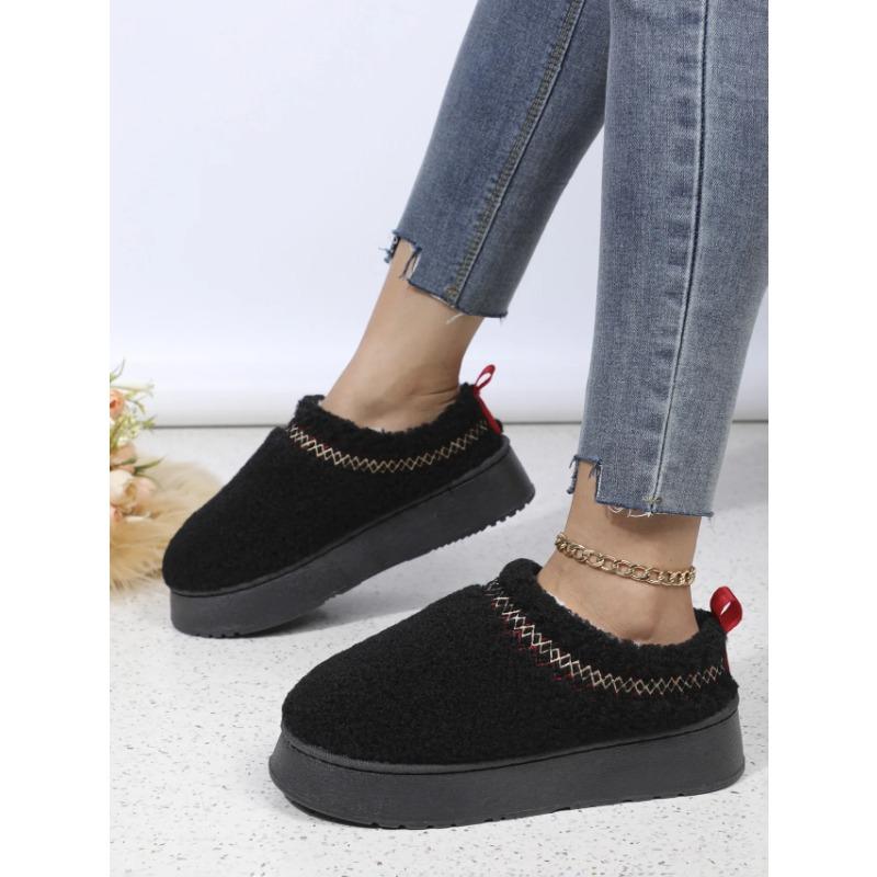 2025 Winter Warm Flat Fur Slippers Women Fluffy Furry Home Slides Woman Comfort Non Slip Indoor Floor Cotton Shoes Snow Boots