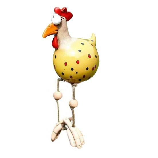 

Funny Chicken Figurine with Dangling Legs Big Eyes Resin Cartoon Rooster Statue for Outdoor Garden Lawn Patio Balcony Decor B