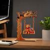 Artisanal Wood Christmas Decor Wooden Swing Ornament with Santa Claus/Bear for Christmas, Tabletop Rustic Home Accents Claus Figurine Living