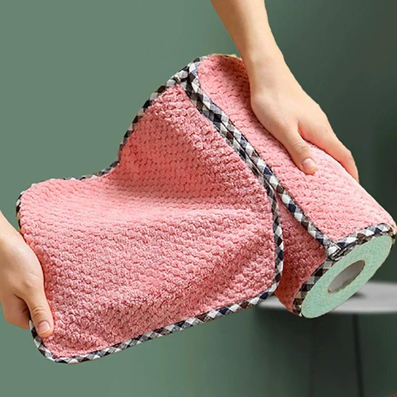 New Non-stick Oil Household Cleaning Wiping Towel Non-linting Hangable Coral Fleece Double-Sided Rag Cleaning Cloth Dish Cloth