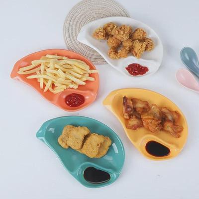 Dumpling Plate with Vinegar Dish: Japanese-Style Divided Tray for Snacks, Fruit, and More