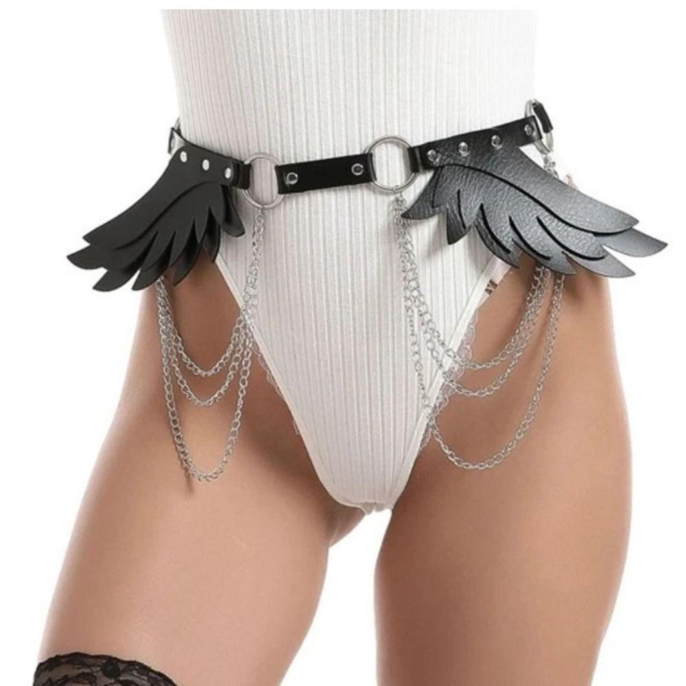 Spicy Girl Y2K Belt PU Leather Punk Waistband Trend Wing Rivet Belt Cosplay Accessories