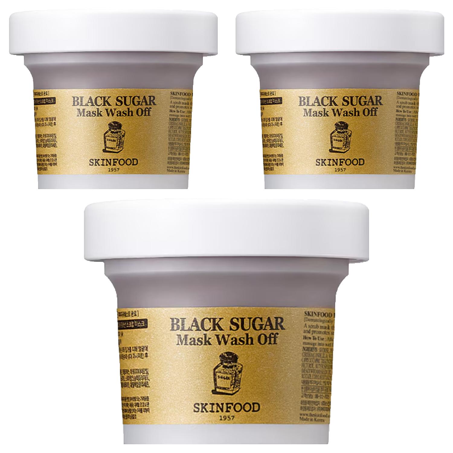 

SKINFOOD Black Sugar Mask Wash Off 100g x 3ea - Exfoliating & Smoothing Facial Scrub for Radiant Skin