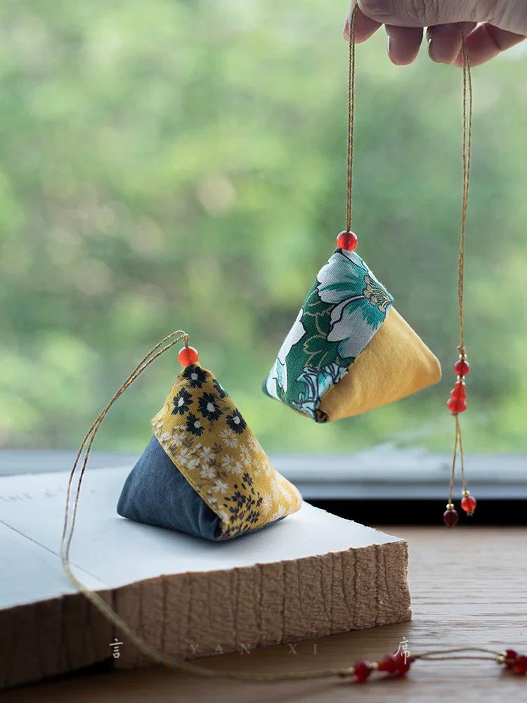 Dragon Boat Festival Mugwort Zongzi Sachet, Creative and Fresh Style, Pure Cotton Fabric, Color-Blocking Sachet, Lavender Exquisite Hanging Ornament