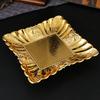 European Fruit Plate, Metal Square Relief Pattern Platter, Golden Retro Large Small Snack Disc, Home Living Room Decoration,1pcs