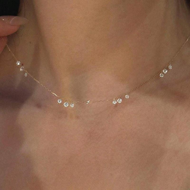 1 kus jednoduchého a elegantního náhrdelníku s přívěskem ve tvaru kapky vody ze zirkonu, lehký řetízek ke klíční kosti, všestranný pro dojíždění, k obdarování