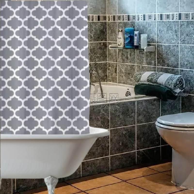 Custom Thick Polyester Waterproof Bathroom Shower Curtain With Digital Printing Nordic Style