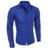 Men Fashion Solid Color Turn Down Collar Long Sleeve Slim Fit Blouse Shirt Top