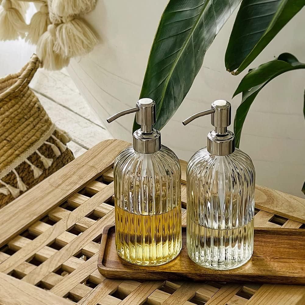 1pcs 400ml Glass Soap Dispenser Refillable Hand Soap Dispenser Premium Bathroom Soap Dispenser for Bathroom Kitchen Decor